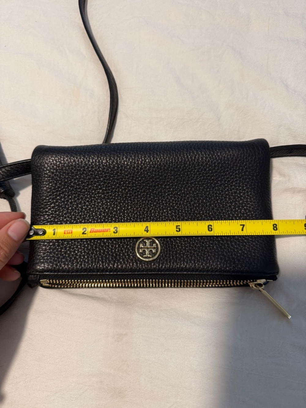 Tory Burch Black Pebbled Leather Crossbody with Tassel - Picture 5 of 6